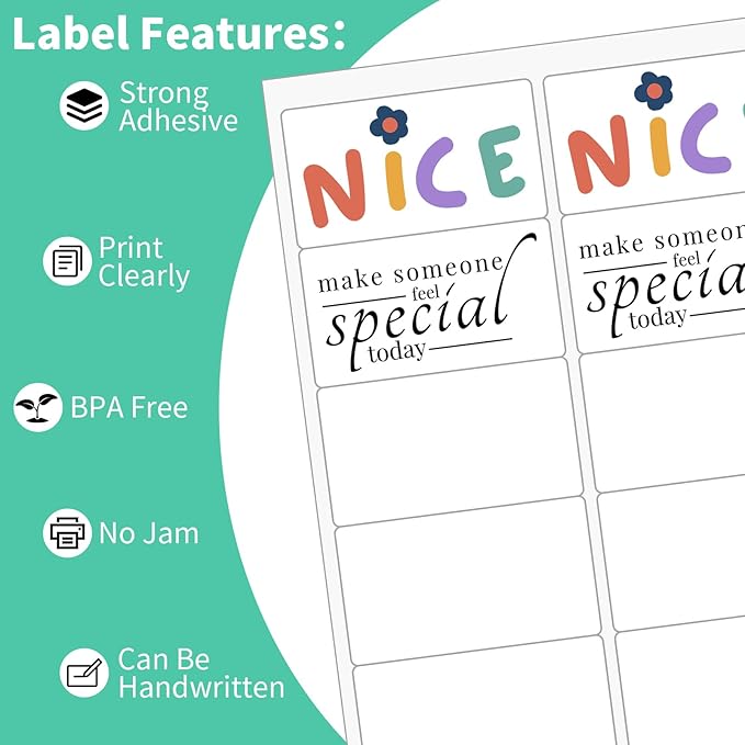 100 Sheets 10 up Labels Mailing Blank Labels, 2" x 4" Sticker Printer Paper for Laser/Inkjet Printer, Self Adhesive Customized Stickers