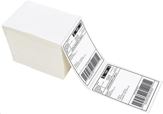 Sale4Less 1000 Fanfold 4 x 6 Direct Thermal Shipping Labels - Label Compatible DYMO Label writer Rollo & Zebra with Perforated line for Thermal Printers labels - Commercial Grade - Manufactured By UPS