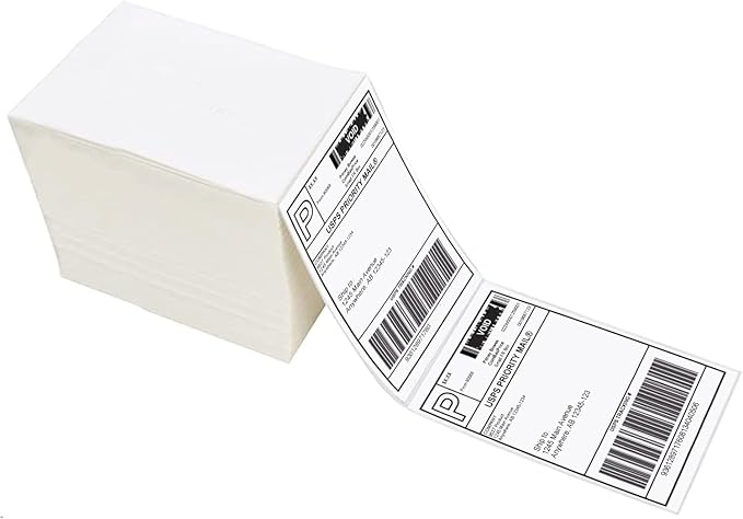 Sale4Less 4000 Fanfold 4 x 6 Direct Thermal Shipping Labels - Label Compatible DYMO Label writer Rollo & Zebra with Perforated line for Thermal Printers labels - Commercial Grade - Manufactured By UPS