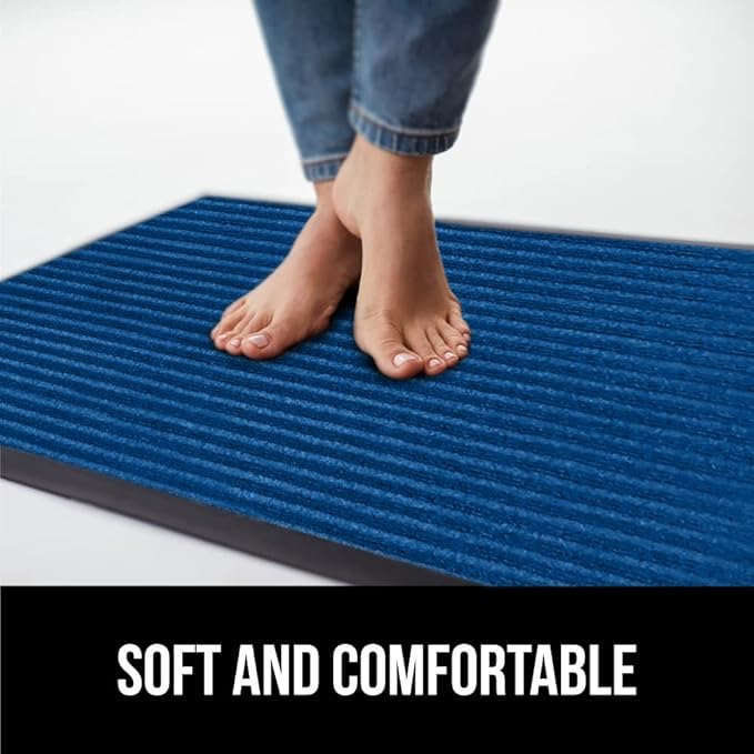 GORILLA GRIP Traffic Guard Door Mat, 2 Pack, Heavy Duty Waterproof Doormat, Commercial Office Space Welcome Mats, Stain and Fade Resistant, Low Profile, Strong Rubber Backing, 35x23, Blue