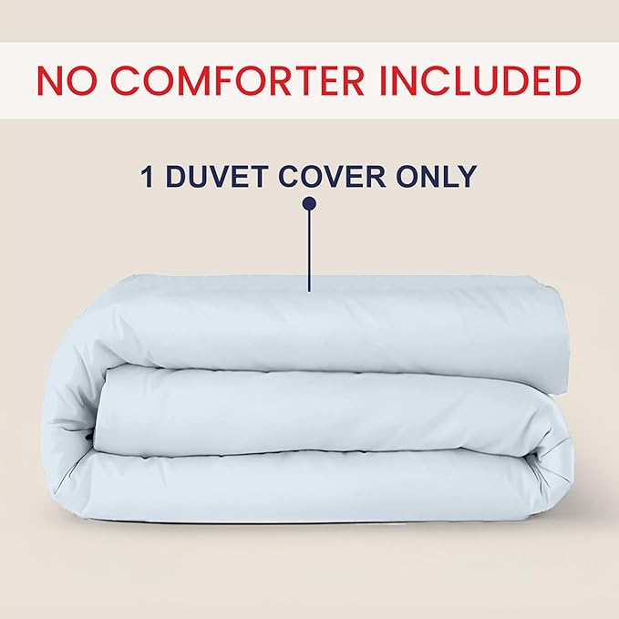 Kotton Culture 1 Pc King Size Duvet Cover Only -100% Egyptian Cotton Sateen 600 Thread Count Ultra Soft Premium Durable Comforter Cover Zipper Closure & Corner Ties (Blue Sky, King 102"x94")