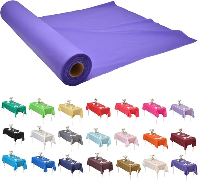 Craft And Party, Purple Plastic Table Cover Roll - 40in X 100 feet Heavy Duty Plastic Banquet Table Cover Roll. (Purple)