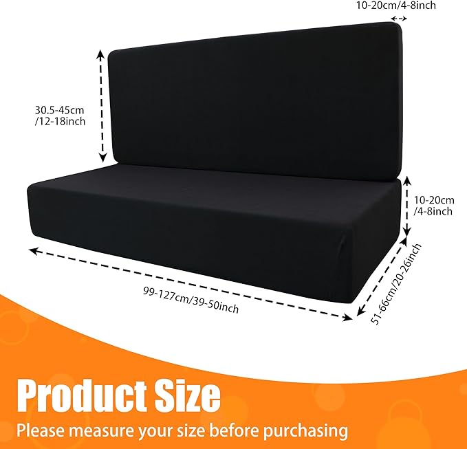 Rv Dinette Cushion Covers,Printing Stretchable Camper Cushion Cover,RV Cushion Slipcover,Rv Couch Cover Replacement for RV Camper Car Bench,2 Backrest Covers and 2 Bench Covers (Black)