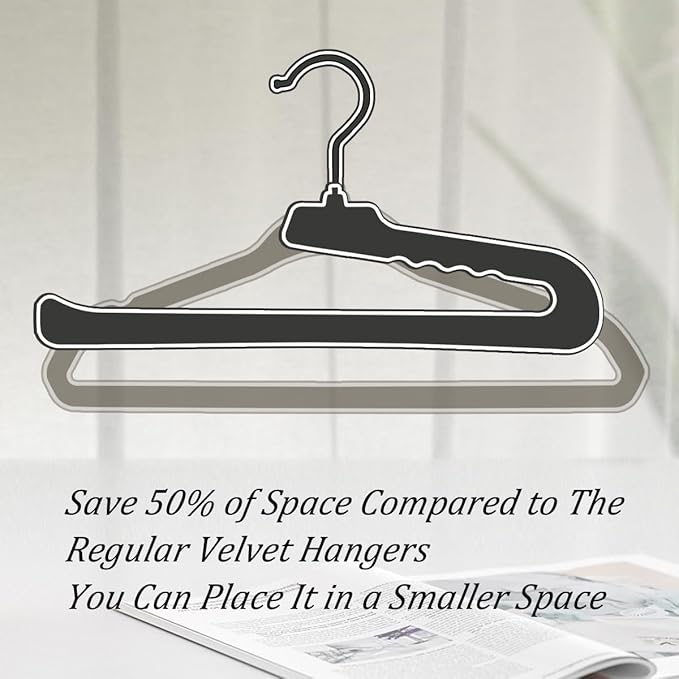 Velvet Non Slip Felt Pants Hangers, 32 Pack - Slim & Sleek Heavy Duty Space Saving Closet Hangers with 360 Swivel Hook - Tank Top, Suit Pants, Towel (Grey)