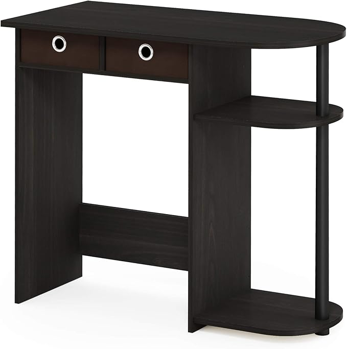 Furinno Go Green Home Laptop Notebook Computer Desk/Table with 2 Drawer Bins, Espresso/Black/Brown