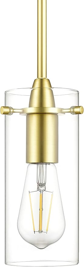 Satin Brass Pendant Lights Kitchen Island - Small Clear Glass Pendant Light Fixture
