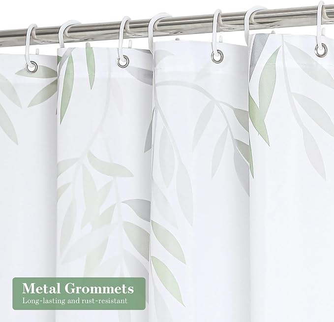 MitoVilla Leaves Small Stall Shower Curtain 36 x 72, Plant Leaves Narrow Half Size Fabric Vintage Shower Curtains for Chic Bathroom Decor, Modern Cloth Shower Curtain 36 inch, Green