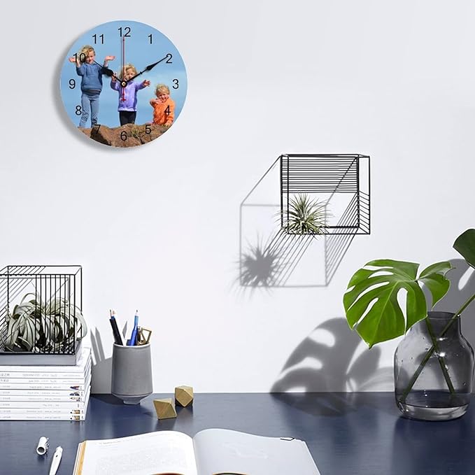 Custom Wall Clock, Personalized Wall Clock with Photo/Image Text Non-Ticking Clock Silent Customized Digital Wall Clocks Customized Gift for Living Room Kitchen Bathroom Home Decor 23.62''