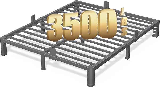 6 Inch California King Bed Frame with Rounded Corner and Headboard Hole Mattress Retainers 3500 LBS Metal Heavy Duty Steel Slats Support No Box Spring Needed Platform Noise Free Easy Assembly