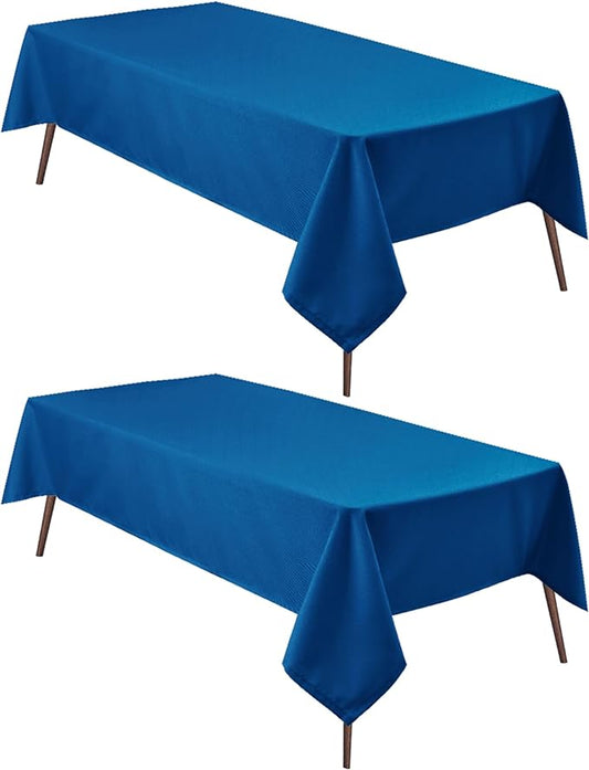 Hiasan 2 Pieces Royal Blue Tablecloth Square - Waterproof and Washable Fabric Table Cloth for Card Tables, 60 x 60 Inch
