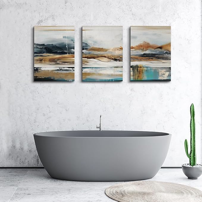 MHARTK66 Framed Canvas Wall Decor For Living Room Modern Bedroom Wall Art Abstract Ink Painting Canvas Prints for Home Decorations Ready to Hang Office Inspiration Posters Pictures Artworks 3 Piece