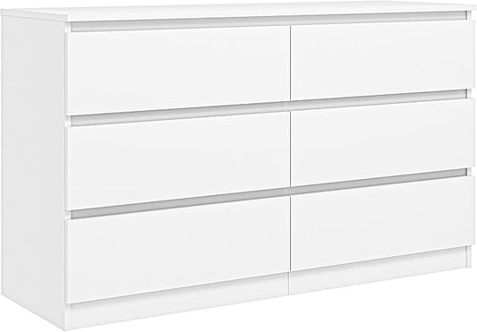 White Dresser for Bedroom,Modern Large 6 Drawer Dresser with Deep Drawer,Wide Storage Chest of Drawers,Wood Bedroom Storage Organizer Furniture for Closet