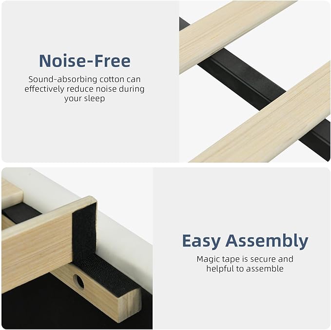 Twin Upholstered Bed Frame with LED Lights, Faux Leather Platform Bed with Headboard and Wooden Slats Support, No Box Spring Needed, Noise-Free, Easy Assembly, Cream