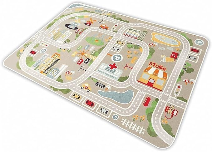 Kid Rug Carpet Playmat for Toy Cars and Train，Play Area Rug with Rubber Backing，Fun Throw Rug，Ideal Gift for Children Baby Bedroom Play Room(120×160cm/47×63in) Y6