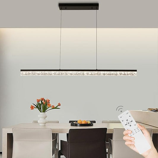Modern Led Pendant Light, Dimmable Crystals Led Chandelier for Dining Room Light Fixture Over Table Creative Vertical Pendant Light for Kitchen Island, Dining Room, Bedroom(49.6IN)