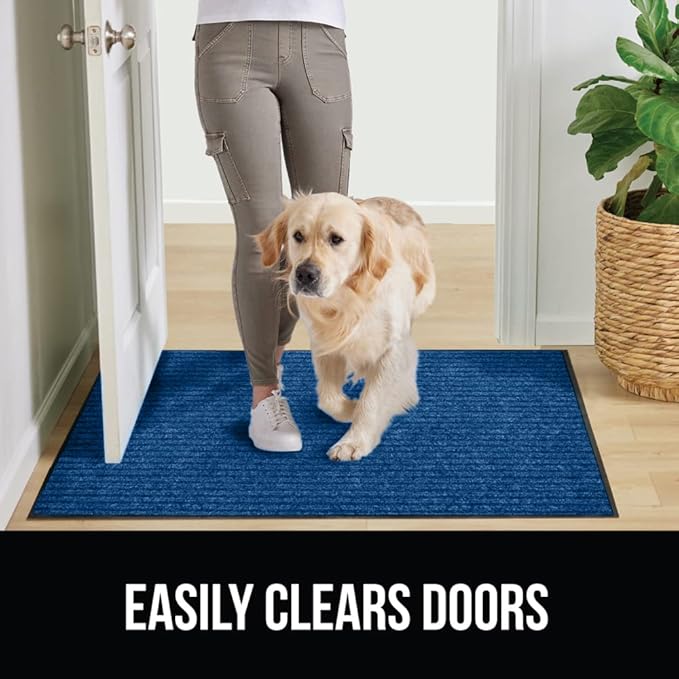 GORILLA GRIP Traffic Guard Door Mat, 2 Pack, Heavy Duty Waterproof Doormat, Commercial Office Space Welcome Mats, Stain and Fade Resistant, Low Profile, Strong Rubber Backing, 35x23, Blue