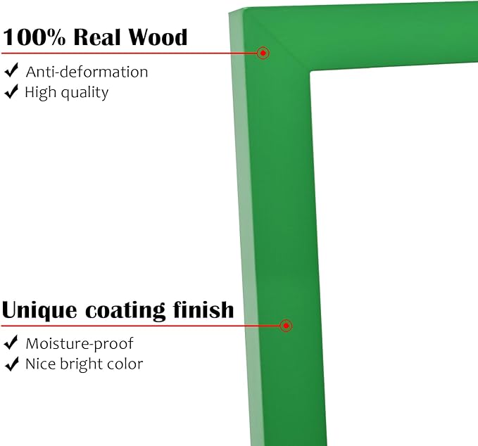 KINLINK 3.5x5 Picture Frame Grass Green, Solid Wood Frames with Plexiglass for Table Top and Wall Mounting, Photo Frames for Horizontal or Vertical Display, 4 Pack