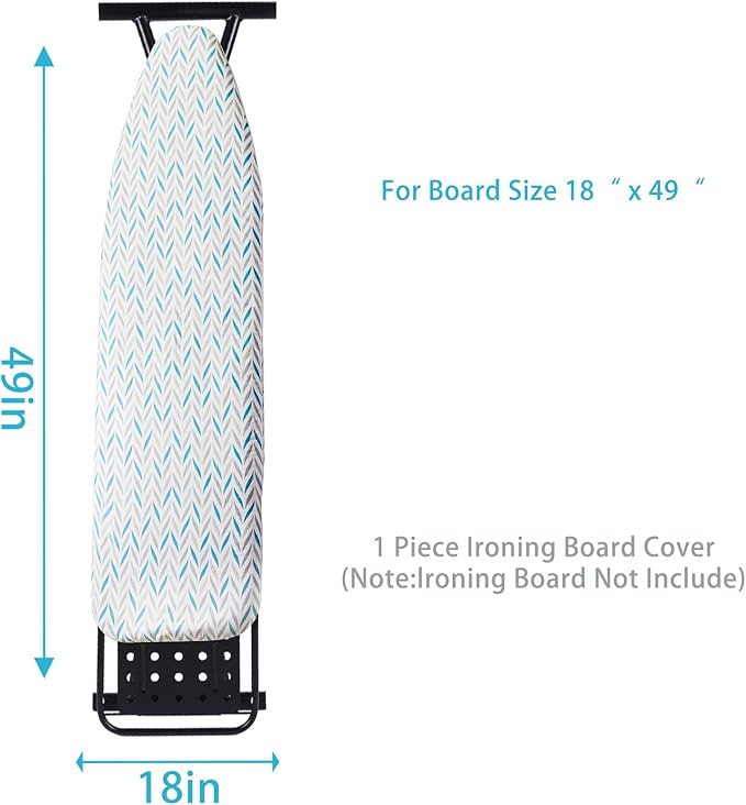 BNDX Ironing Board Cover and Pad - Large Silicone Coating, Scorch Resistant Padding,Extra Thick Heavy Duty Padded 4 Layers, Bongee Cord Edge,2 Click Buckles for Smooth Iron, Summer Willow 18x49