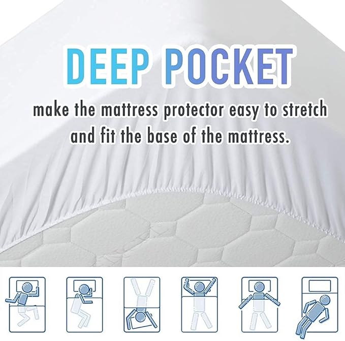 MATBEBY Twin XL Mattress Pad - Cooling Breathable Mattress Topper, Quilted Fitted Mattress Protector, Pillow Top Mattress Cover with 8-21" Deep Pocket, Soft, Machine Washable, White, Twin Extra Long