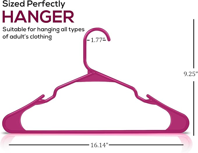 Utopia Home Plastic Hangers 30 Pack - Perfect Space Saving Clothes Hanger - Durable and Strong - Perfect Closet Organizers with Shoulder Grooves (Shocking Pink)