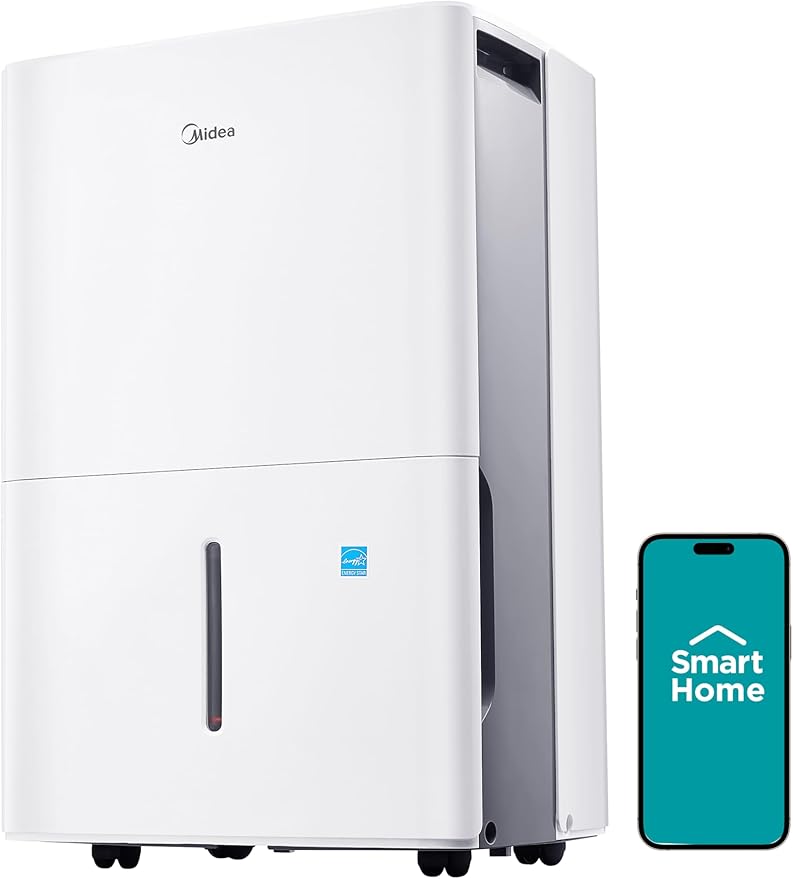 Midea 3,000 Sq. Ft. Energy Star Certified Dehumidifier With Reusable Air Filter 35 Pint - Ideal For Basements, Large & Medium Sized Rooms, And Bathrooms (White)
