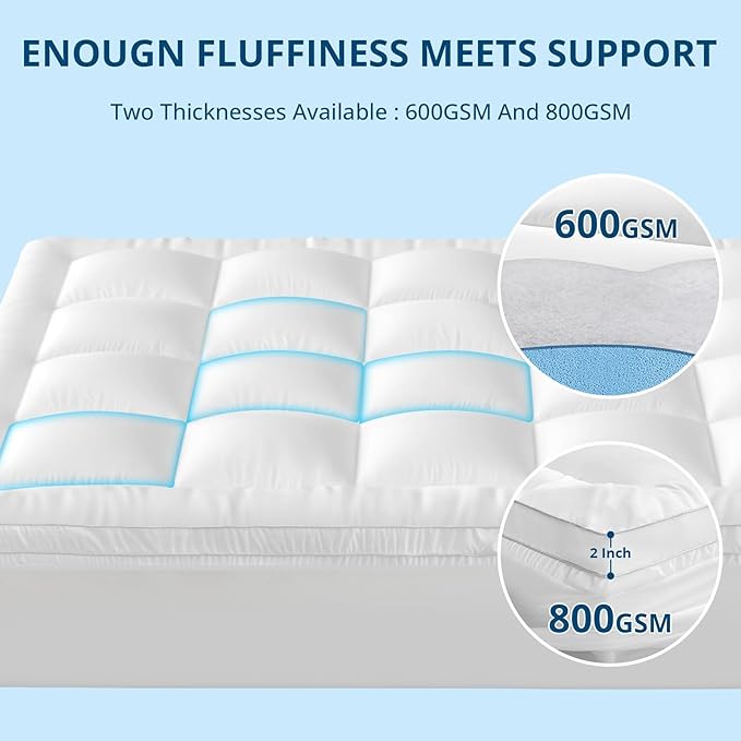 YUGYVOB Mattress Pad Extra Thick, Cooling, and Breathable Full Size Mattress Topper 8-21" Deep Pocket Soft Down Alternative Fill