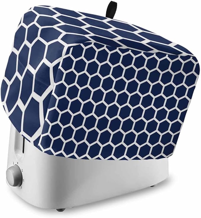 Toaster Cover 2 Slice Blue Moroccan Hexagon Toaster Oven Cover with Pockets Geometric Art Dustproof Bakeware Protector Small Kitchen Appliance Dust Covers and Fingerprint Protection for Women