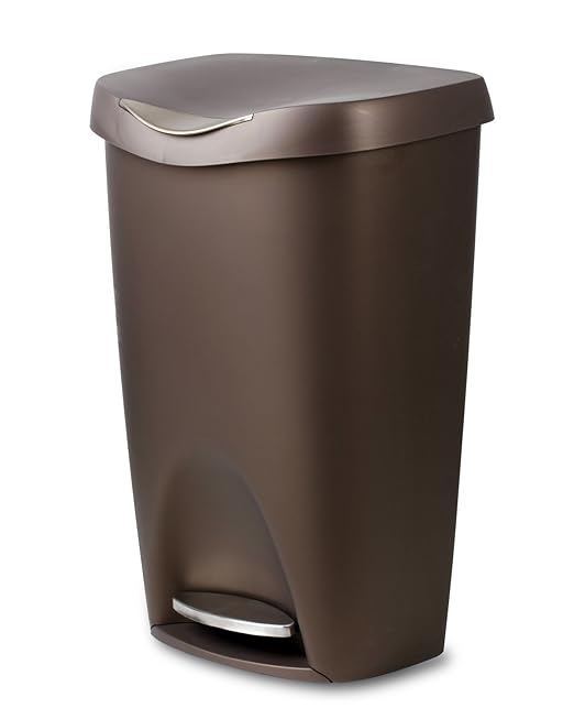Umbra 084200-125 , Bronze Brim Large Kitchen Trash Stainless Steel Foot Pedal – Stylish and Durable 13 Gallon Step Garbage Can with Lid