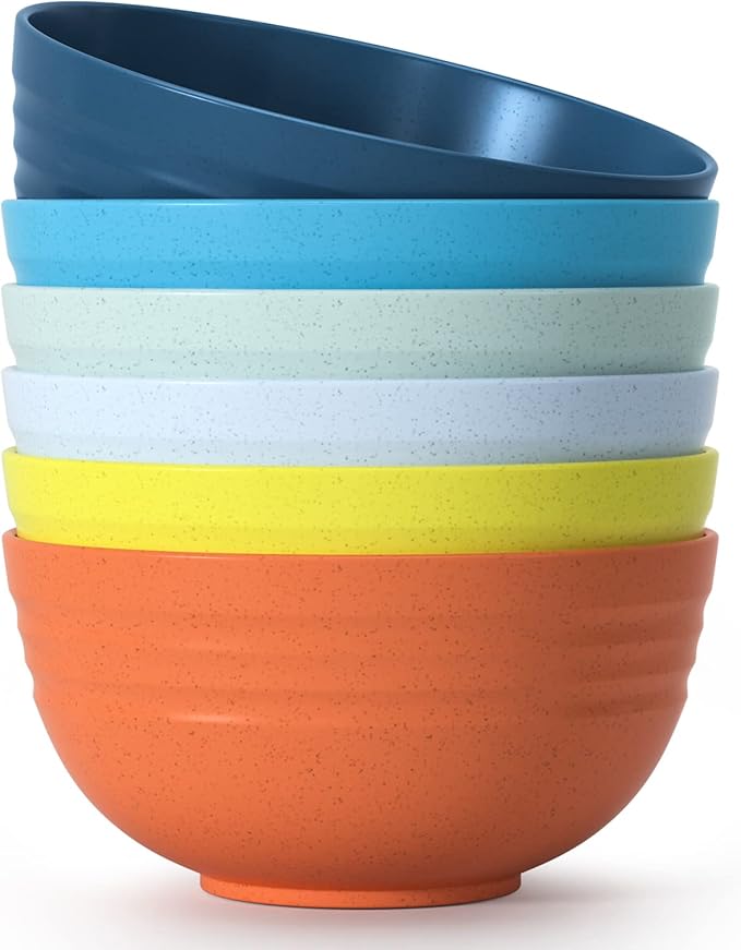 Homestockplus [Set of 6] 68 Oz Salad Bowls Large Serving Bowls Unbreakable Ramen Bowl for Salad, Soup, Ramen, Noodle, Oatmeal, Snack Apply to Kitchen, Freezer,Dishwasher & Microwave Safe