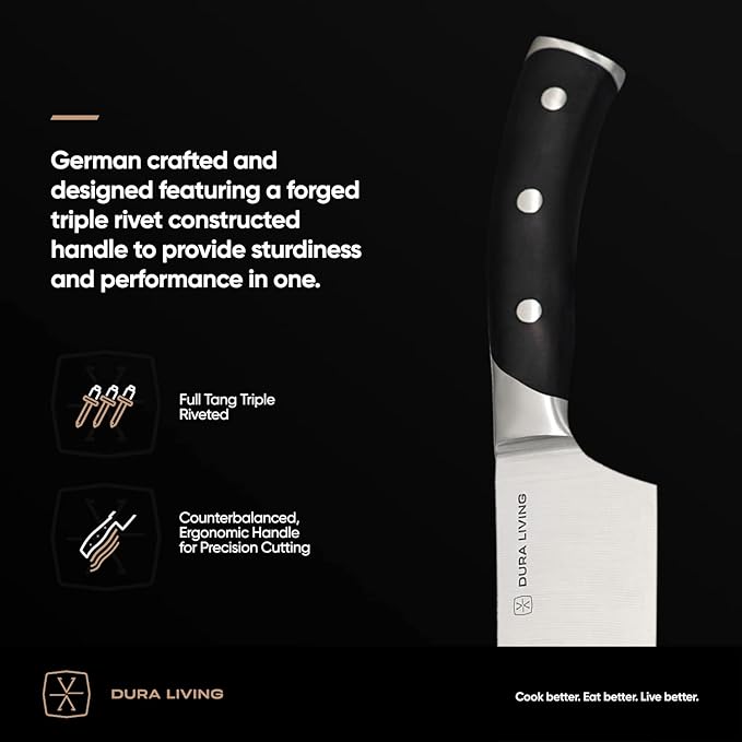 7-Inch Santoku Knife – Ultra-Sharp German High Carbon Stainless Steel, Full Tang, Ergonomic Handle, Multipurpose Kitchen Knife for Chopping, Slicing, and Dicing, Black