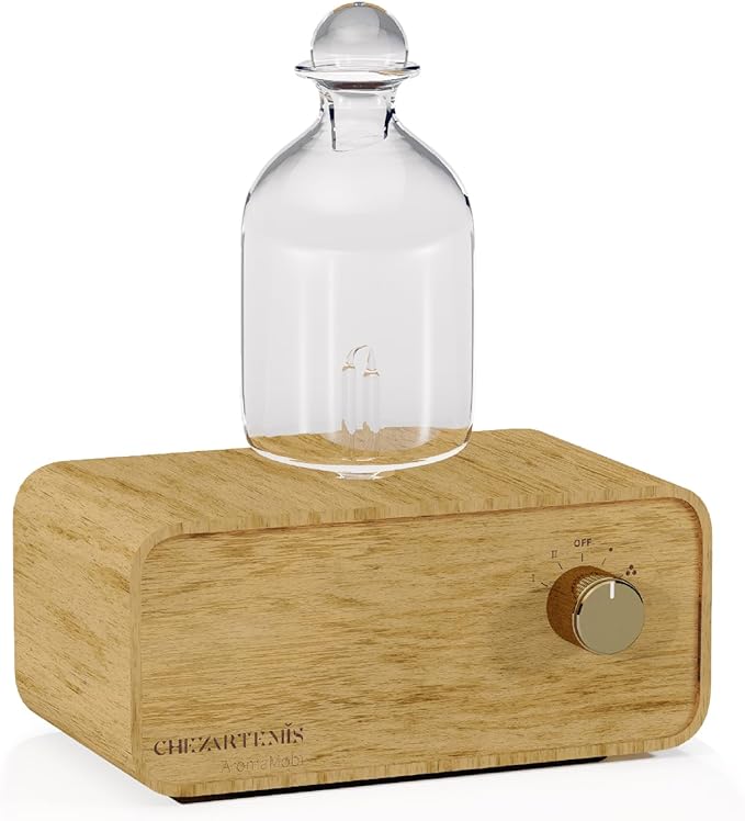 AromaMobi Portable Waterless Aroma Diffuser for Home & Travel Use | Rechargeable Essential Oil Nebulizer with 4 Timer Modes & Instant Fragrance | Wood & Glass Diffuser | Gift Ready [Aria]