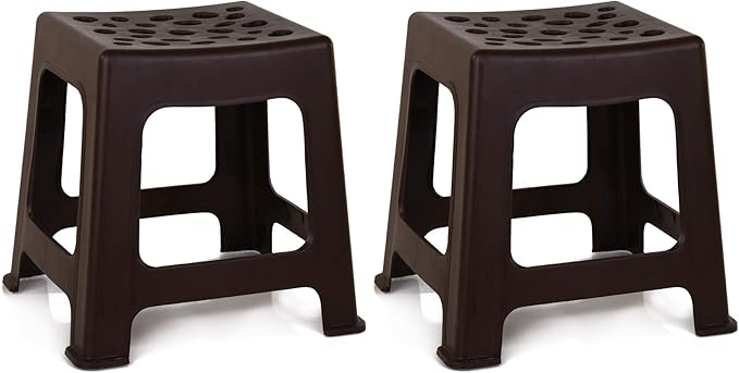 Mintra Home Light Duty Plastic Stools 2pk (12.5in Height, Brown)