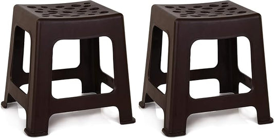 Mintra Home Light Duty Plastic Stools 2pk (12.5in Height, Brown)