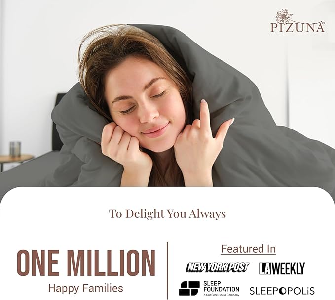 Pizuna 100% Cotton Twin 2 Pc Duvet Cover + 1 Pc Fitted Sheet Set 400 Thread Count Dark Grey Sateen Weave Luxurious Long Staple Cotton 4 Piece Bedding Set -1 Duvet Cover, 1 Pillow Sham, 1 Fitted Sheet