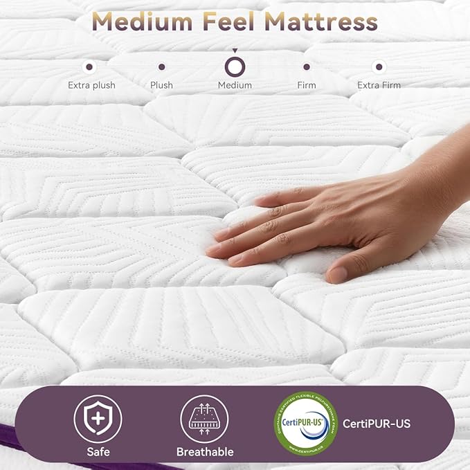 Twin Size Mattress, 10 Inch Hybrid Mattress with Pocket Spring,Cool Gel Memory Foam Mattresses in a Box,Medium Firm Twin Mattress for Pressure Relief,Fiberglass Free,CertiPUR-US Certified