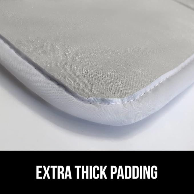 GORILLA GRIP Ironing Mat, Portable Iron Pad, Magnetic Cover and Padding for Top of Washer, Dryer, Tabletop, Countertop, Silicone Coating and Scorch Resistant, Travel Size 28 x 24 in, Silver