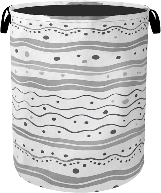 Modern Gray Lines Laundry Basket - Heavy Duty 60L Dirty Clothes Organizer, Water Resistant Foldable Hamper for Men Women