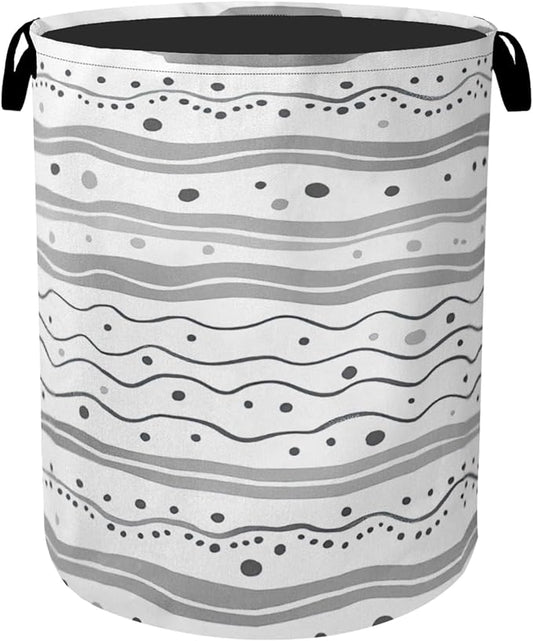 Modern Gray Lines Laundry Basket - Heavy Duty 60L Dirty Clothes Organizer, Water Resistant Foldable Hamper for Men Women