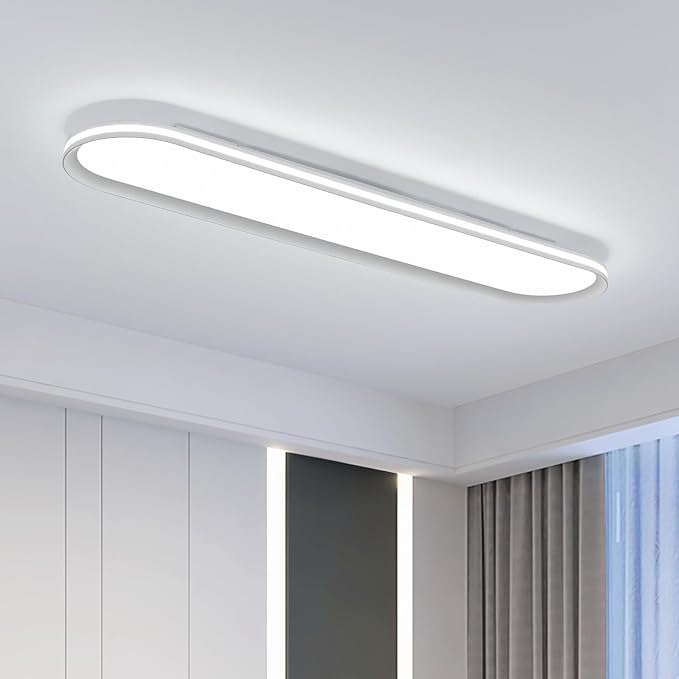 37.4" Metal LED Ceiling Light,Slim, Edge Lit - 55W Full Spectrum Linear Ceiling Lamps,6500K Cool White Modern Ultra Thin Low Profile Light Fixture for Kitchen, Garage Home & Office Hallway