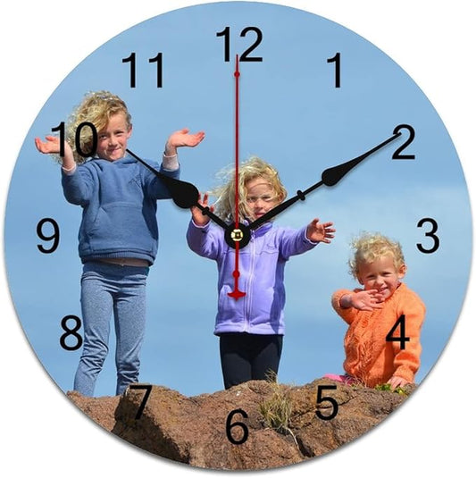 Custom Wall Clock, Personalized Wall Clock with Photo/Image Text Non-Ticking Clock Silent Customized Digital Wall Clocks Customized Gift for Living Room Kitchen Bathroom Home Decor 23.62''