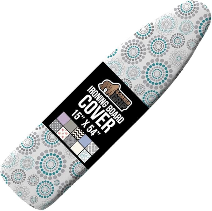 The Original GORILLA GRIP Ironing Board Cover and Pad, Silicone Coating, Thick Scorch Resistant Padding, Heavy Duty Iron Covers Standard Boards, Hook and Loop Fastener Strap, Spiral, 15x54