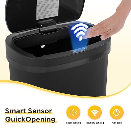 BestOffice 13 Gallons Automatic Sensor Kitchen Trash Can with Lid, Touchless Garbage Can for Bathroom, Bedroom, Home Office Waste Bin 50L