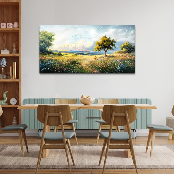Wapluam Large Wall Art For Living Room Wall Decor For Bedroom Office Decorations Pastoral Wall Paintings Scenery Abstract Watercolour Wall Pictures Modern Posters Canvas Prints Artwork Home Decor