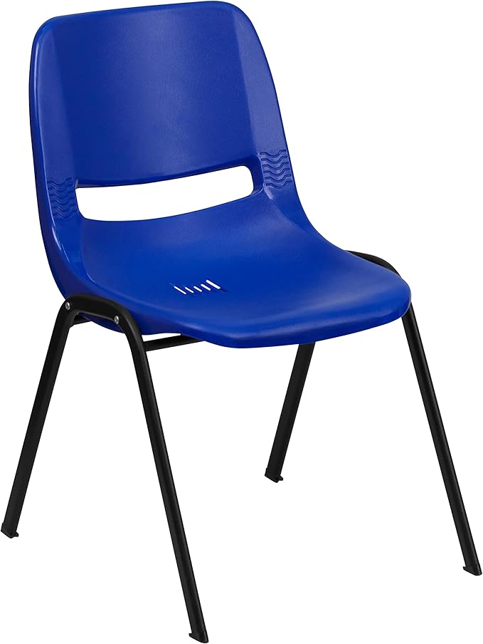 EMMA + OLIVER Blue Ergonomic Shell Student Stack Chair - Classroom Chair / Office Guest Chair
