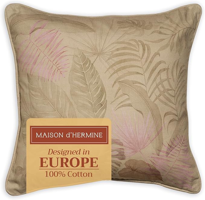 Maison d' Hermine Decorative Pillow Covers 20x20 Inch Square 100% Cotton Throw pillow Covers with invisible Zipper Cushion Case for Living Room Couch, Chair, Sofas, Bedroom, Home (Creole - Olive Grey)