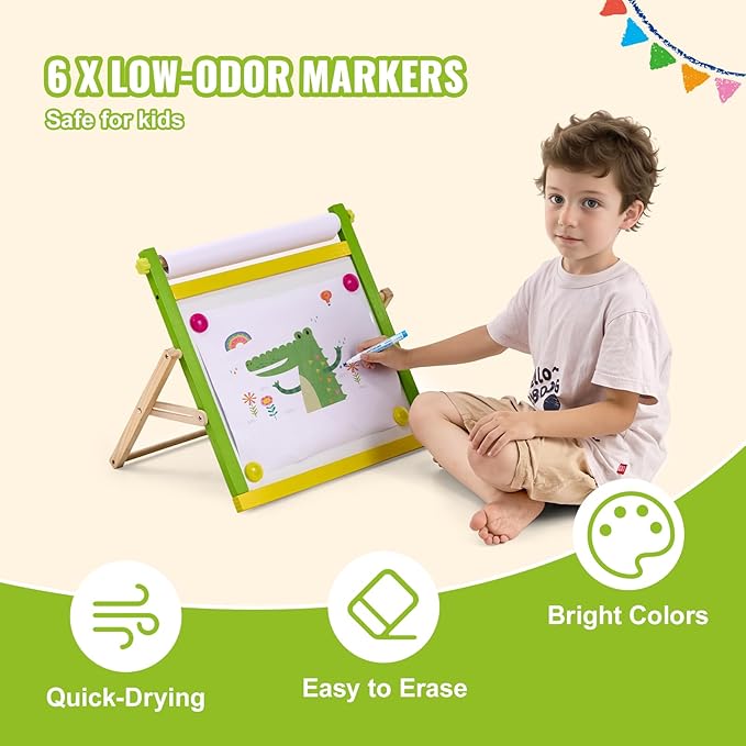 VEVOR Easel Accessory Set, 32 PCS Kid's Art Easel Painting Kit Including Chalks, Dry-Erase Markers & Paper Rolls, Art Supplies Set for Standing Easel, Painting Kit for Toddlers Boys and Girls
