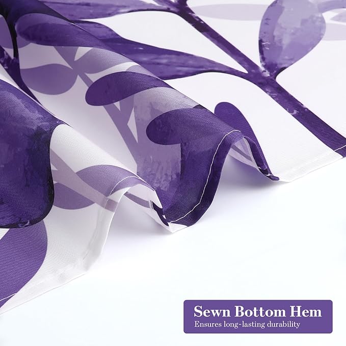 MitoVilla Purple Eucalyptus Shower Curtain, Plant Leaves Fabric Cloth Shower Curtains for Rustic Vintage Bathroom Decor, Modern Chic Botanical Shower Curtain, 72x72
