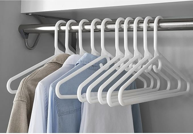 Clothes Hangers 30 Pack Plastic - Heavy Duty Space Saving Coat, Velvet Hangers, Pant Hangers for Closet Organization - Durable Non-Slip, White Wardrobe Essentials Bulk Storage