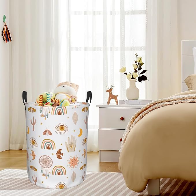 Laundry Hamper, Boho Moon Star Sun Mystical Laundry Basket,Waterproof Foldable Storage Bin for Bedroom,Clothes Organizer Basket,Toys Box 16x20 Inch