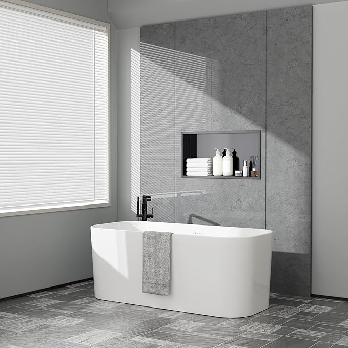 Stainless Steel 12"x24" Shower Niche - No Tile Needed Recessed Wall Niche Waterproof for Walk in Shower Bathroom Storage, Black